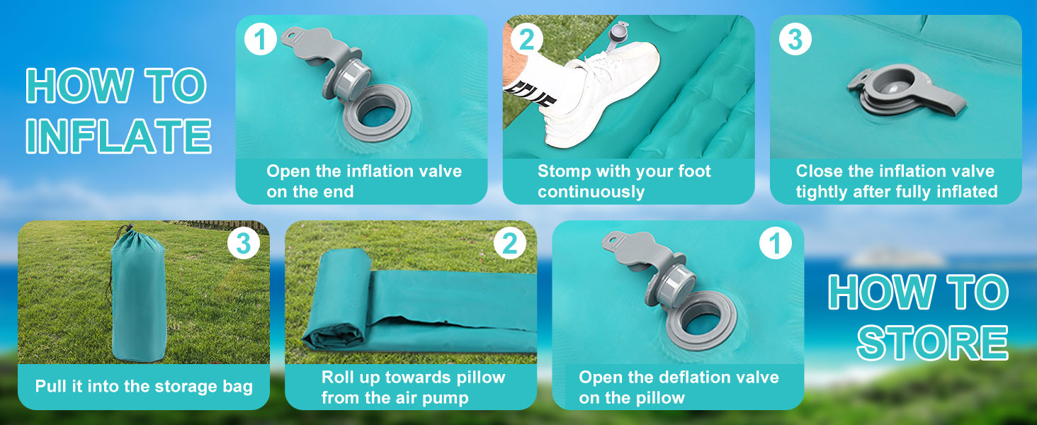 Надувна ізольована каремат для кемпінгу DeeprBling з самонадуваванням та помпою, 200x70x10 см