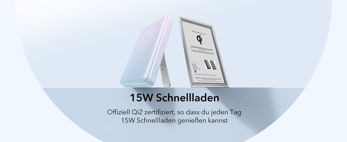 Power Bank ESR MagSafe з бездротовою зарядкою QI2, 15W, 5000mAh, білий (з підставкою)