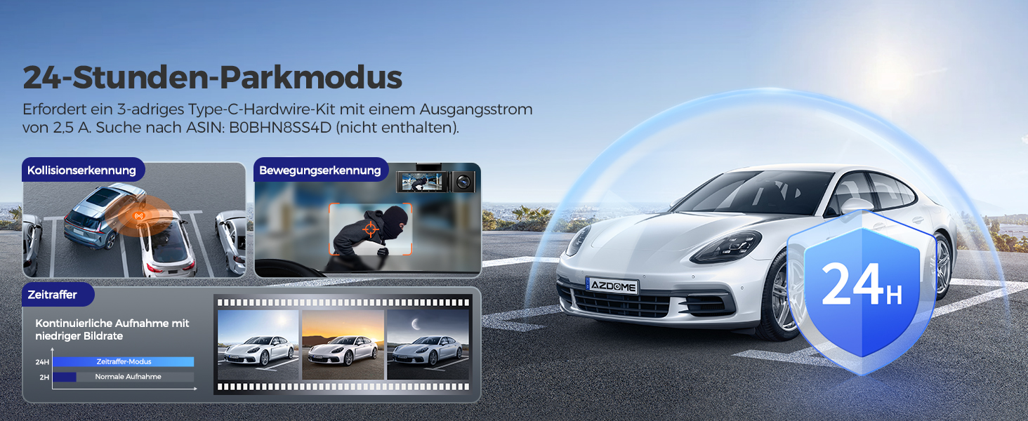 Відеореєстратор AZDOME M550 MAX 4K+ з двома камерами, WiFi, GPS, нічне бачення, паркувальний режим, 64GB SD, WDR, G-сенсор, 3.19”