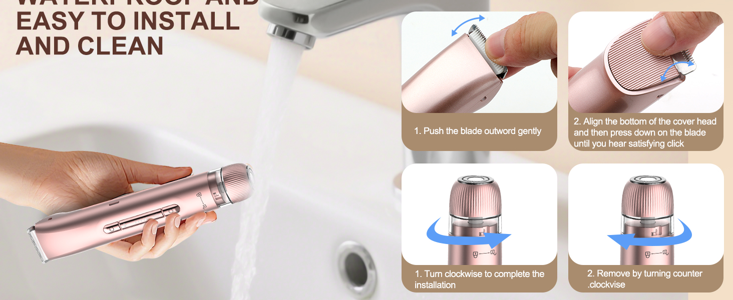 Електричний жіночий епілятор 2 в 1 з тримером, silky splash, Rose Gold, IPX7, з керамічними лезами