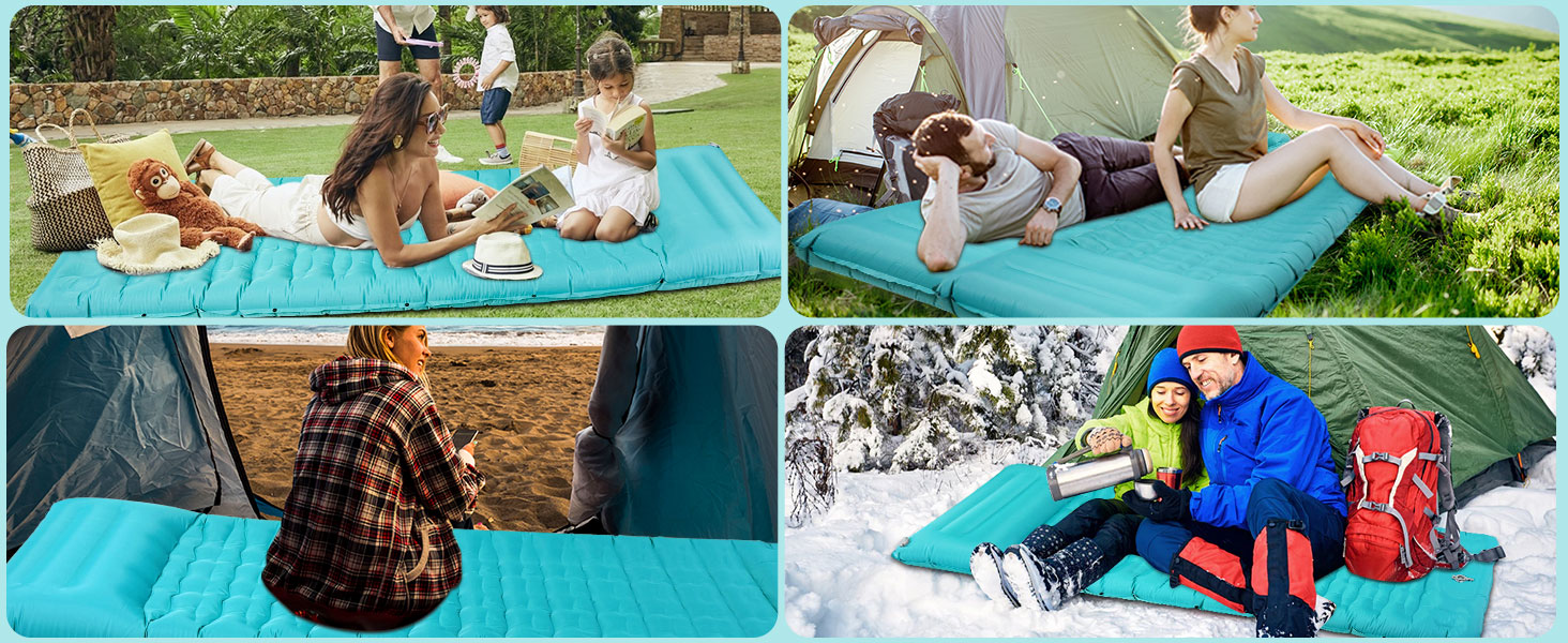 Надувна ізольована каремат для кемпінгу DeeprBling з самонадуваванням та помпою, 200x70x10 см