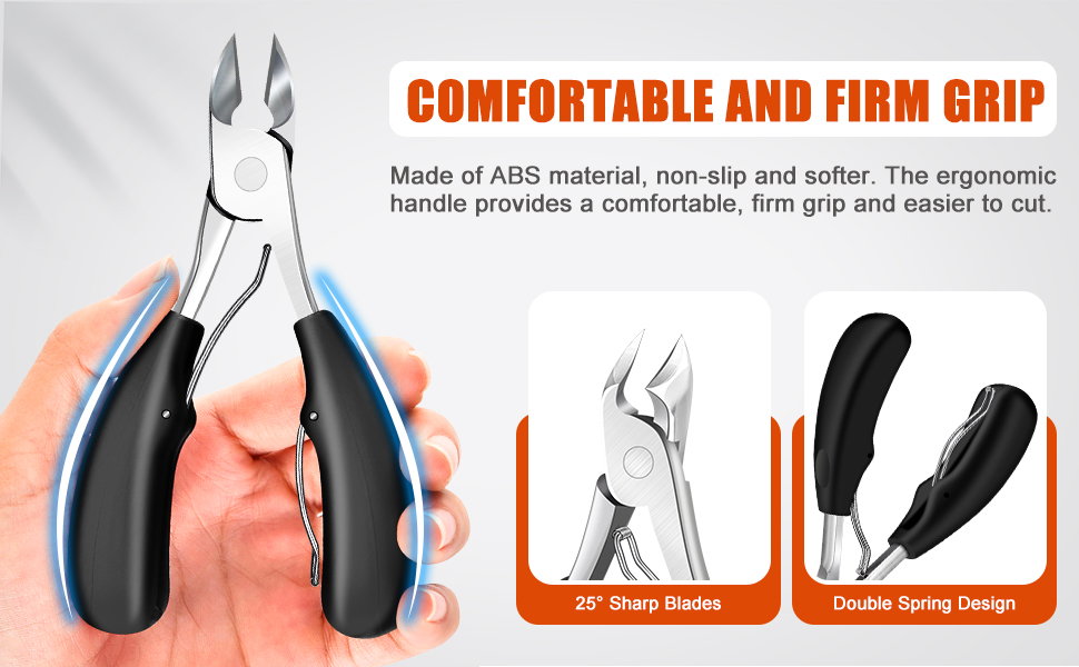 Кусачки для нігтів для літніх людей з широкими щелепами та довгою ручкою, кусачки для кутикули з кутовою головкою, для товстих нігтів, з контейнером для збору обрізків, подарунковий набір для чоловіків та жінок, чорні