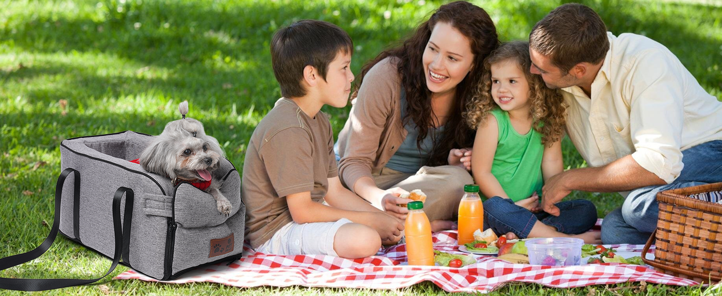 Автокрісло для собак та котів, до 6 кг, знімний та миючий чохол, для середньої консолі, замша