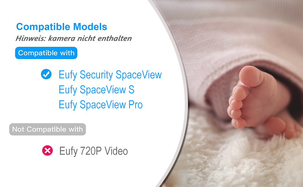 Кріплення для камери немовляти eufy Security SpaceView, 360° гнучке кріплення для дитячої камери, сумісне з SpaceView S/Pro Babyfon