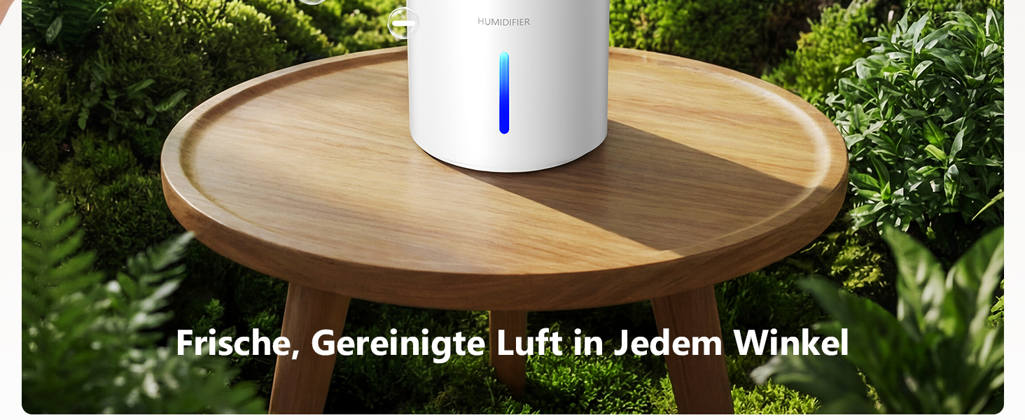 Зволожувач повітря 3L з верхнім заповненням, фільтром, для спальні, до 35 годин, таймер, автовимкнення, тихий (19dB), 5 режимів туману, смарт-зволожувач для спальні, дитячої кімнати, рослин, білий