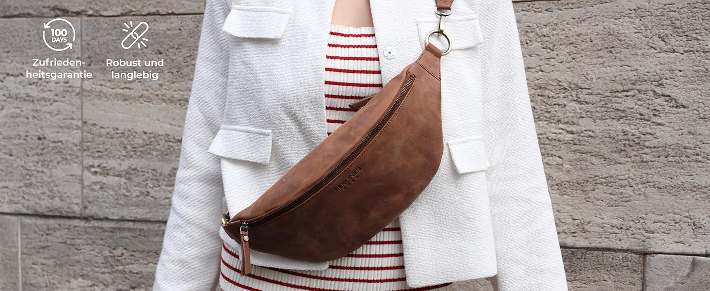 Чоловіча/Жіноча сумка через плече Berliner Bags Preiu Bauchtasche, сумка на пояс, шкіряна, кросбоді, для чоловіків та жінок (Camel, XL)