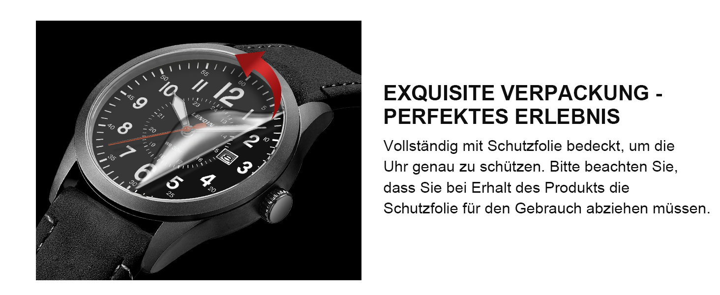 Годинник чоловічий LN LENQIN Military 30M водонепроникні кварцові годинники з датою на текстильному ремінці, тактичні годинники для чоловіків, чорний колір