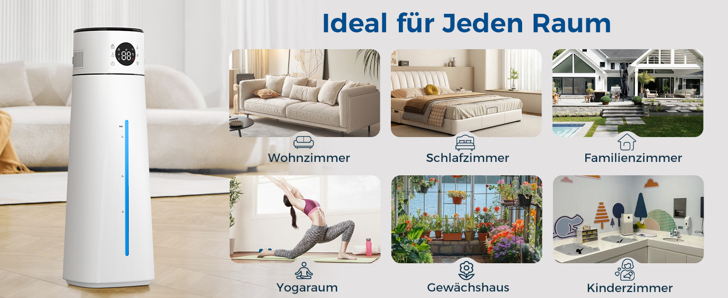 Зволожувач повітря для спальні, 4л, тихий ультразвуковий, з поворотною на 360° форсункою, пультом дистанційного керування, автоматичним вимкненням, 40 годин роботи, таймером, для дитячої кімнати, офісу, рослин