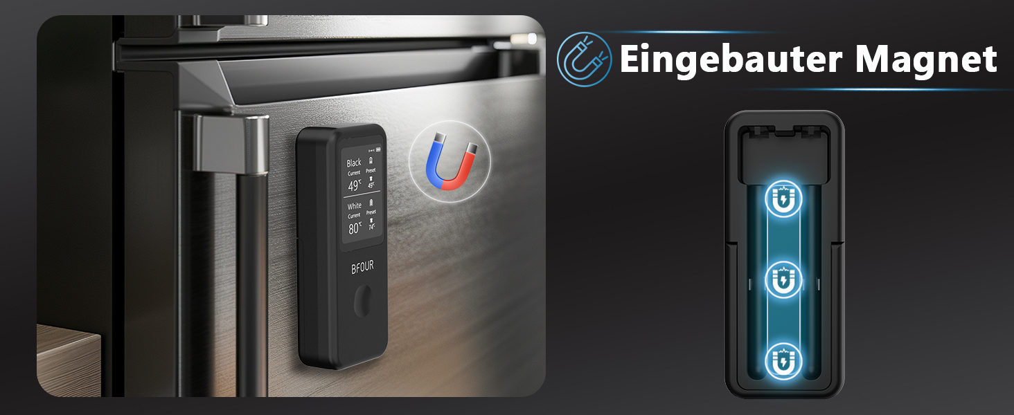 Бездротовий термометр для м'яса BFOUR з Bluetooth, подвійний зонд, водонепроникний IP67, додаток, для гриля, духовки, ростера