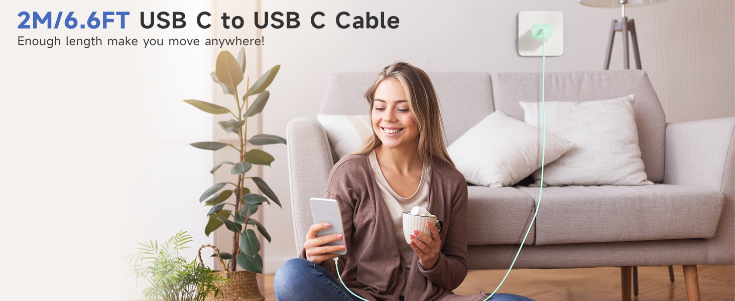 Зарядний пристрій USB-C 20W з кабелем Type-C 2м для iPhone 16/15/Pro/Air, iPad - Рожевий + Зелений (2 шт)