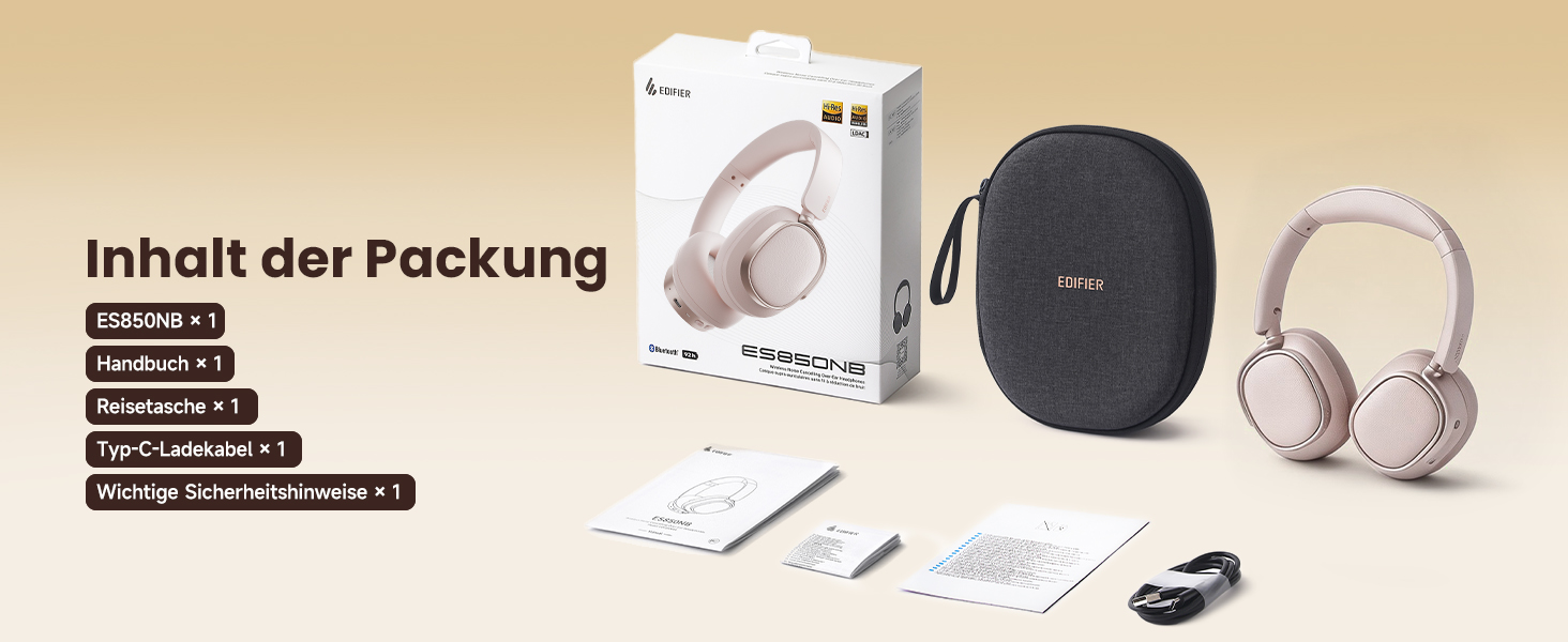 Навушники бездротові Edifier ES850NB Over-Ear з шумозаглушенням, Hi-Res Audio, Bluetooth 5.4, рожеві