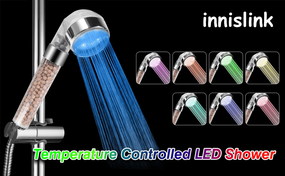 LED-лійка для душу 7 кольорів, високий тиск, водозберігаюча, фільтр від хлору