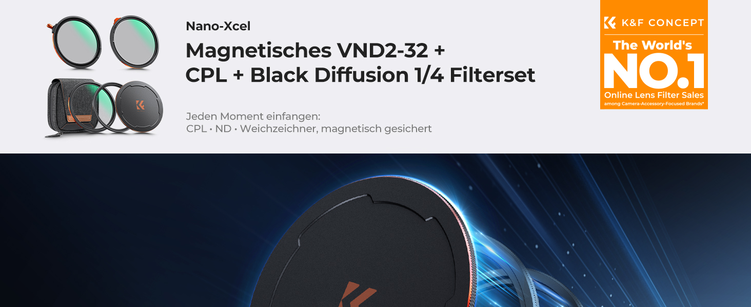 Набір фільтрів K&F Concept 67mm: поляризаційний (CPL), ND2-ND32, Black Mist 1/4 з магнітним адаптером та кришкою об'єктива, чохол