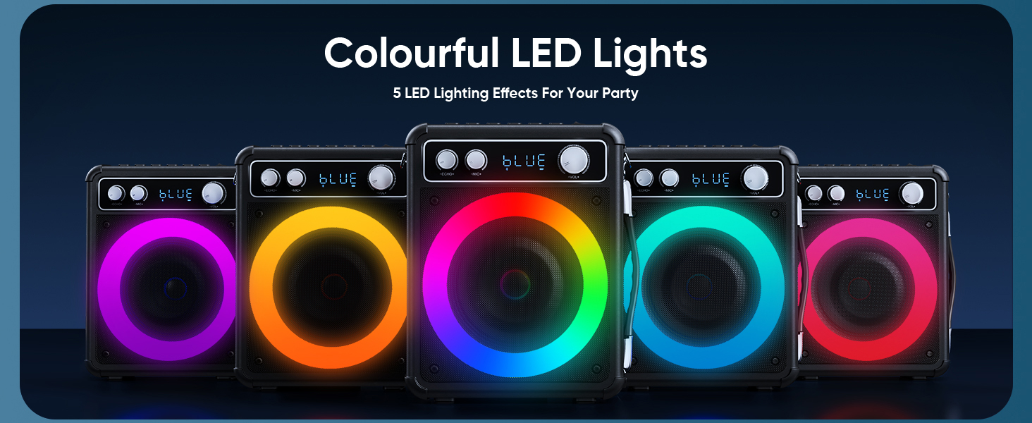 Портативна караоке-машина Ankuka з 2 бездротовими мікрофонами, 15W Bluetooth, LED-підсвічуванням, TF/USB, FM, AUX, TWS, для вечірок та свят