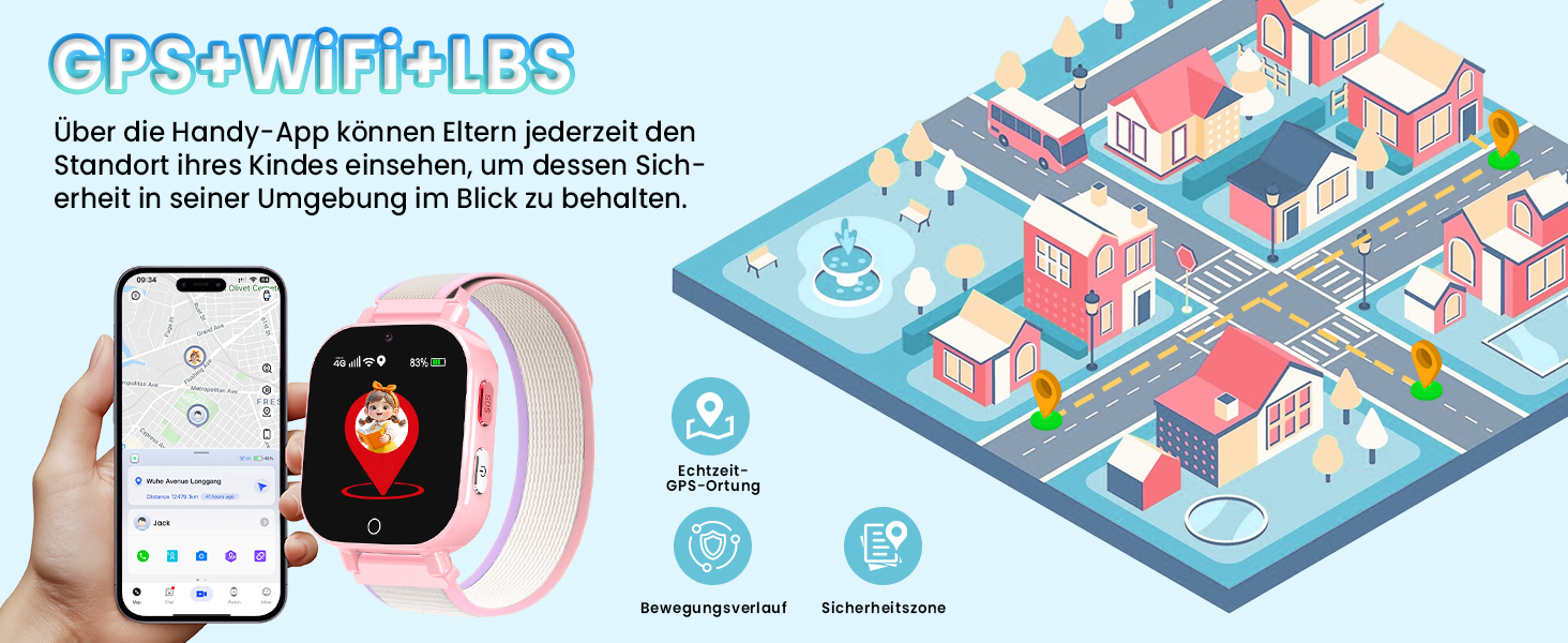 Дитячий розумний годинник 4G GPS з відеодзвінками та SOS, WiFi, крокомір, будильник, ігри, для дівчаток та хлопчиків від 4 років, чорний