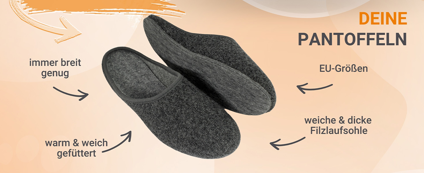 Фетрові домашні тапочки Pantoffelmann: стильні, теплі, дихаючі (36-48)