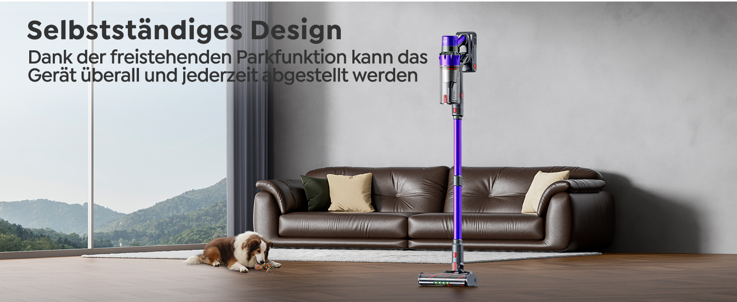 SMOTURE Бездротовий акумуляторний пилосос 600W, 50KPA, 65 хв роботи, самостійна підставка, для дому, з настінною зарядкою, автоматичний режим, знімна батарея, сенсорний дисплей