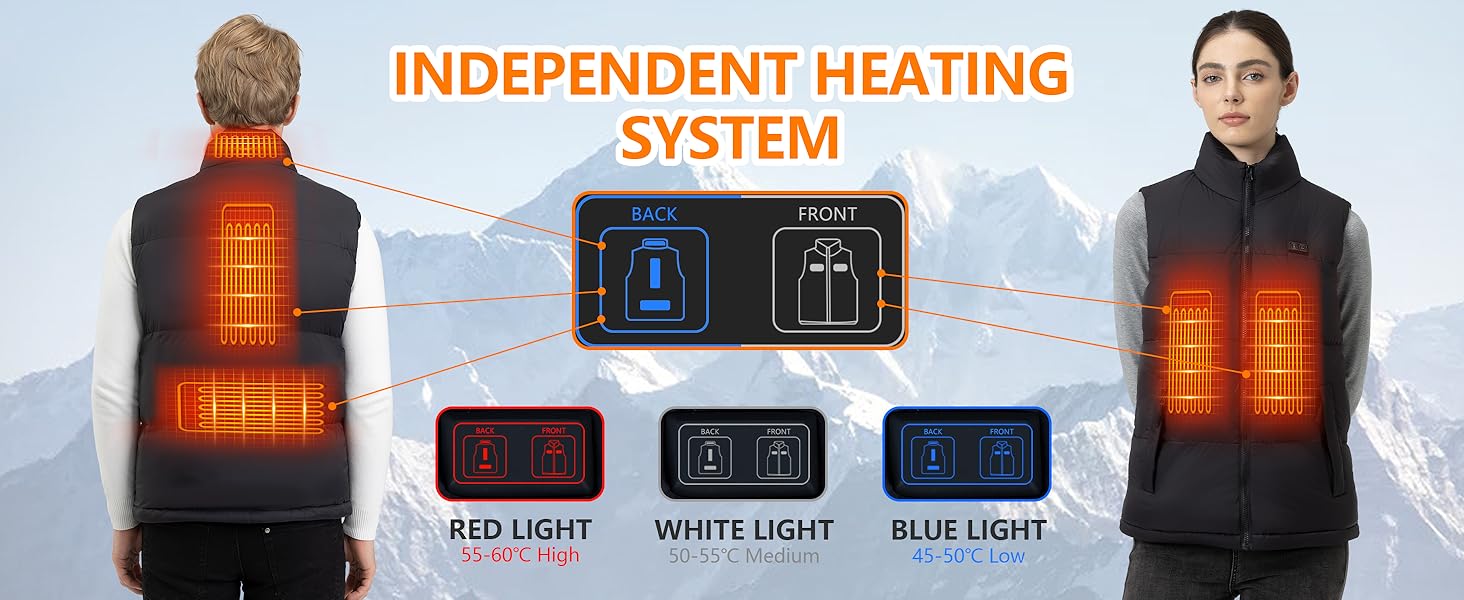 Обогрівальний жилет для чоловіків з Powerbank 7.4V 18400mAh, зимовий жилет з м'якої бавовни, 3 режими нагріву для катання на лижах, мотоциклі, полювання, риболовлі, чорний