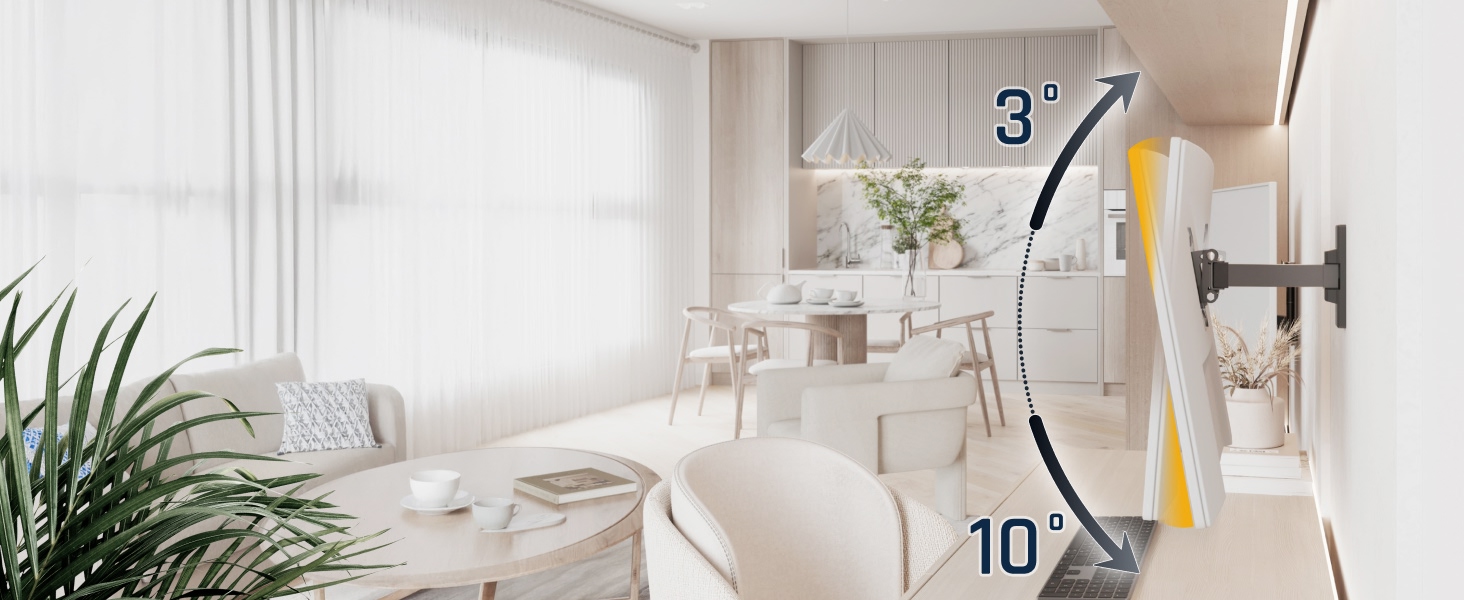 Настінне кріплення для монітора/телевізора RICOO S3911 13-34 дюйми VESA 75x75/100x100 поворотне