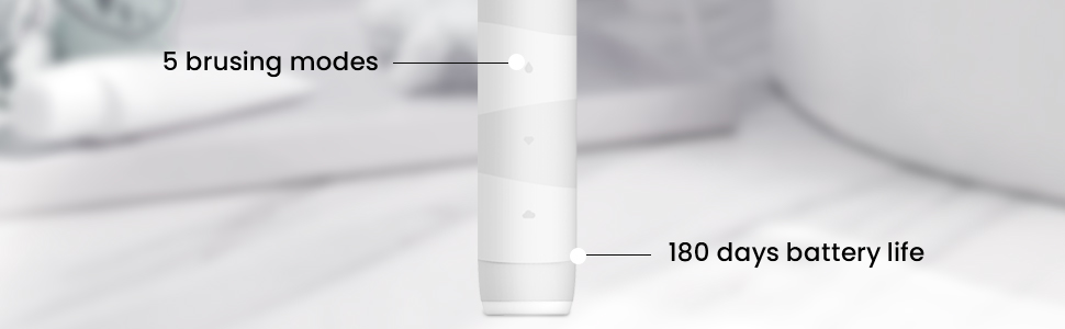 Електрична зубна щітка Oclean Flow: звукова, 5 режимів, DuPont, біла, IPX7, до 180 днів роботи