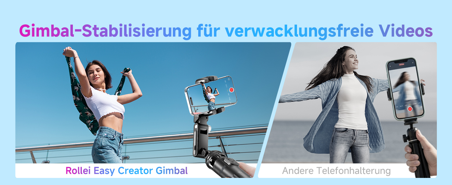 Штатив для смартфона Rollei з автоматичним відстеженням обличчя та стабілізацією відео 360° | Gimbal для TikTok Live Streaming
