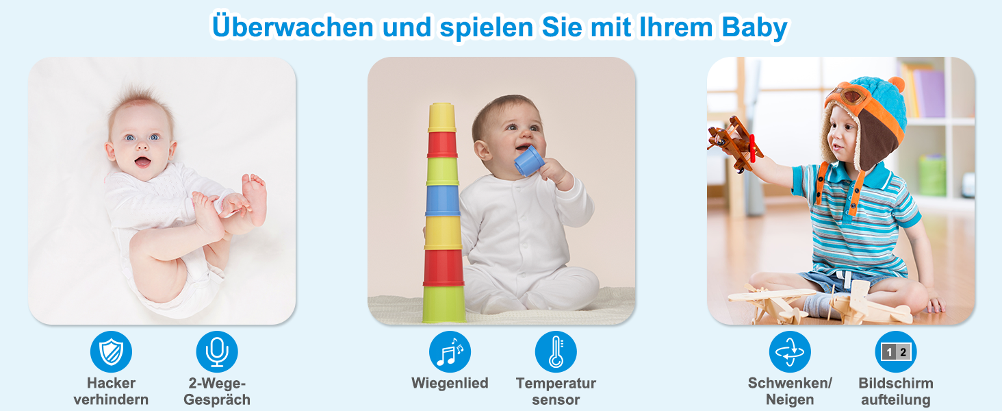Дитячий відеоняня HelloBaby HB6550 з камерою, акумулятор 3500 mAh, 5-дюймовий екран, поворот 355°/нахил 120°, 2-сторонній аудіо, датчик температури, 8 колискових, нічне бачення