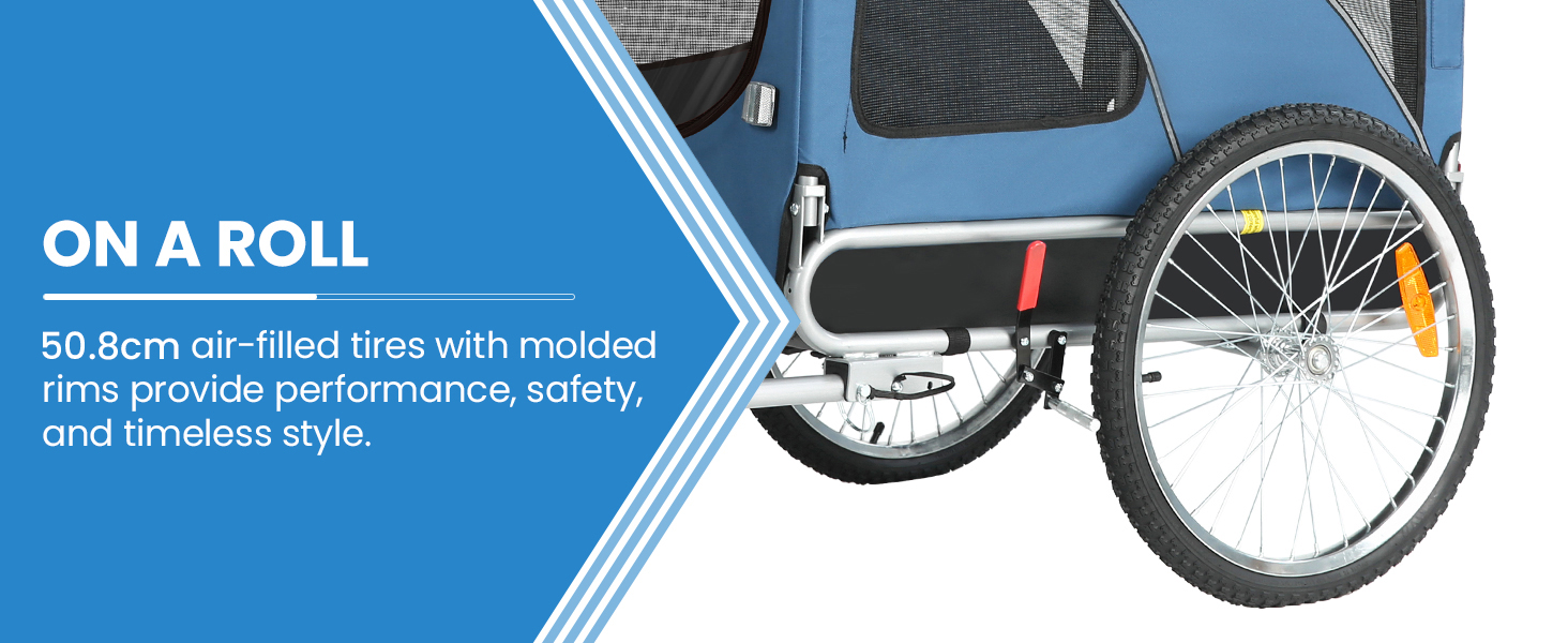 SEPNINE® Причіп для собак XL 2-в-1: велосипедний та візок для собак з відбивачами та гальмом, 600D Oxford Canvas, вантажопідйомність до 40 кг - Оранжевий (Синій)