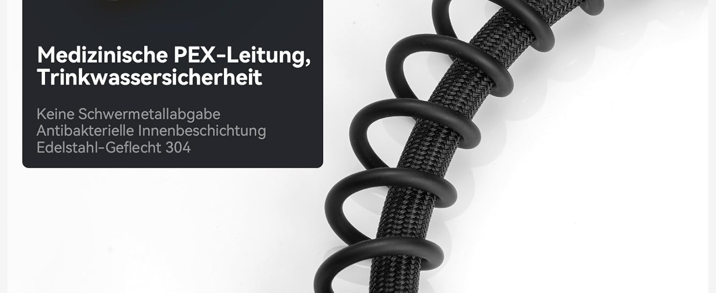 Кран кухонний CECIPA з висувною лійкою, високий поворотний вилив, 360° оберт, нержавіюча сталь, чорний