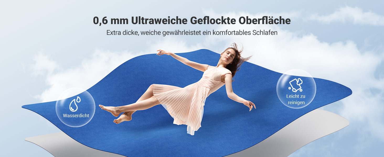 Надувне ліжко iDOO для 2 осіб з електричним насосом, самонадувна повітряна матрац, 33 см, для кемпінгу, гостей, подорожей та дому (100x190x46 см)