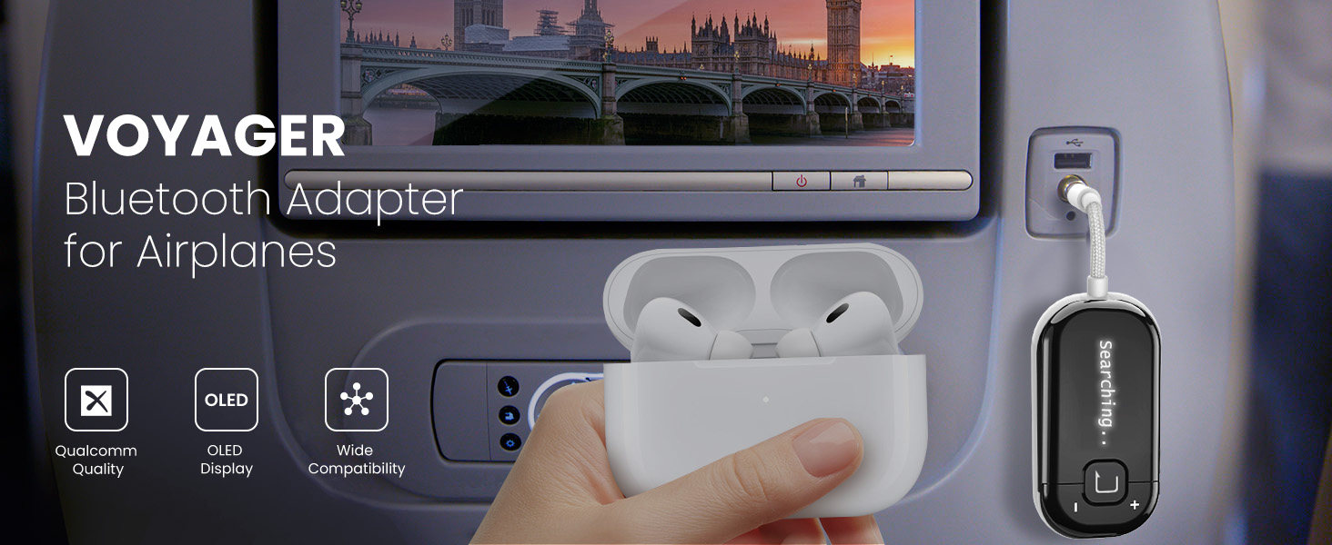 Bluetooth-адаптер для літака Avantree Voyager з підтримкою Auracast, білий