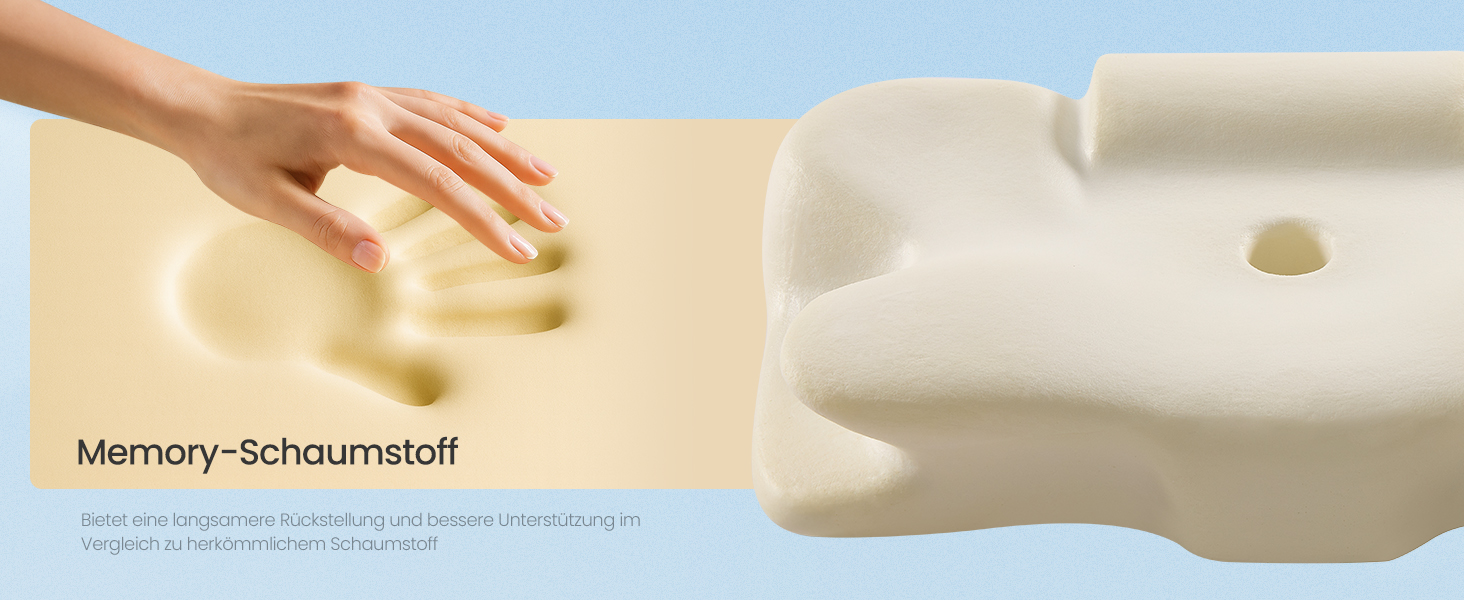 Подушка SONGMICS ергономічна з Memory Foam, висота регулюється, для сну на боці, спині та животі, колір: білий + сірий, поліестер