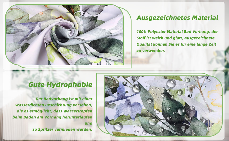 Текстильний душовий завіс з 12 гачками, водонепроникний, антигрибковий, для ванної кімнати, 180x200 см, зелений
