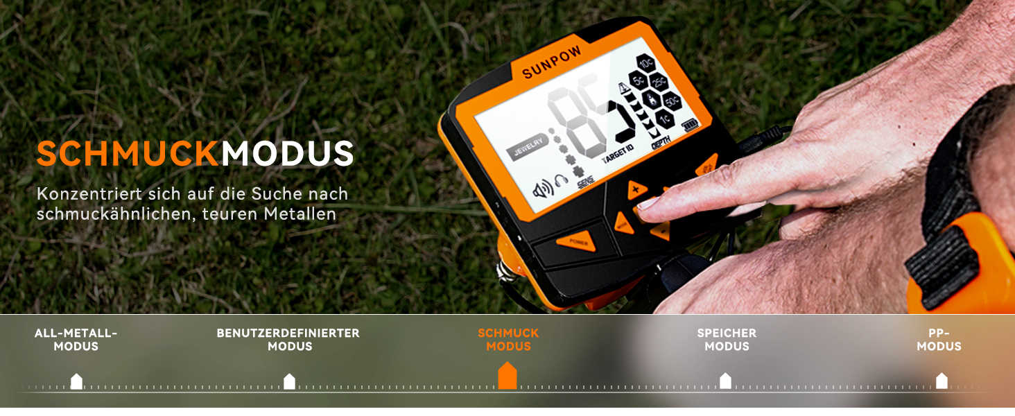 Металодетектор SUNPOW для дорослих та дітей, LCD-дисплей, водонепроникний IP68, антиінтерференційний, професійний, легкий