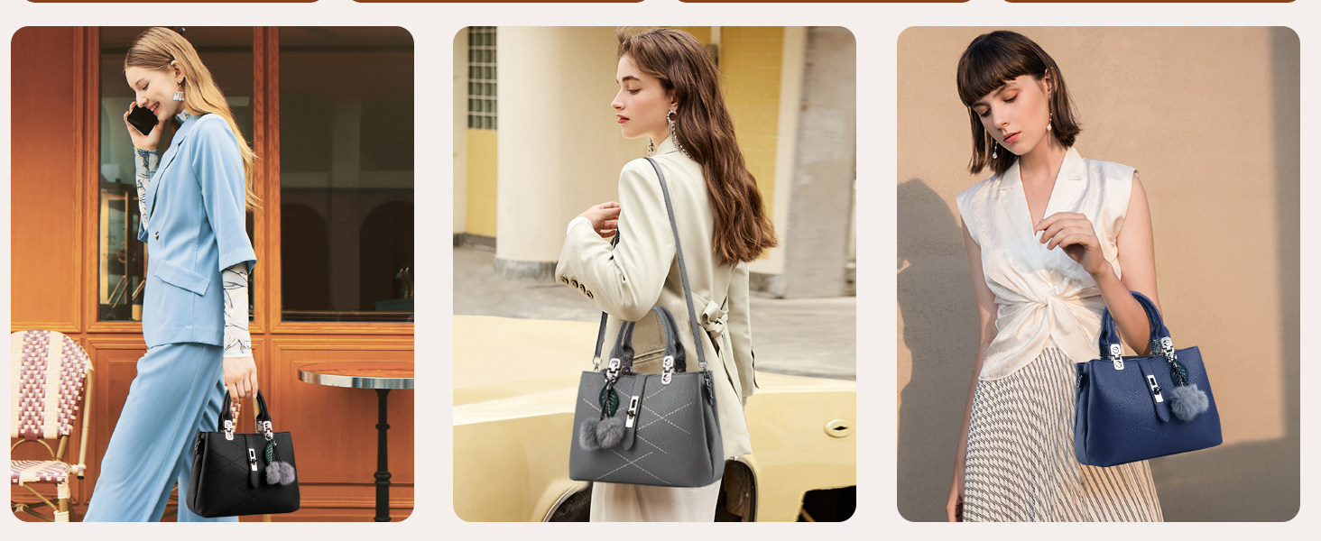 Сумка жіноча шкіряна NICOLE & DORIS 2025 чорна/сіра з помпоном та знімним ремінцем