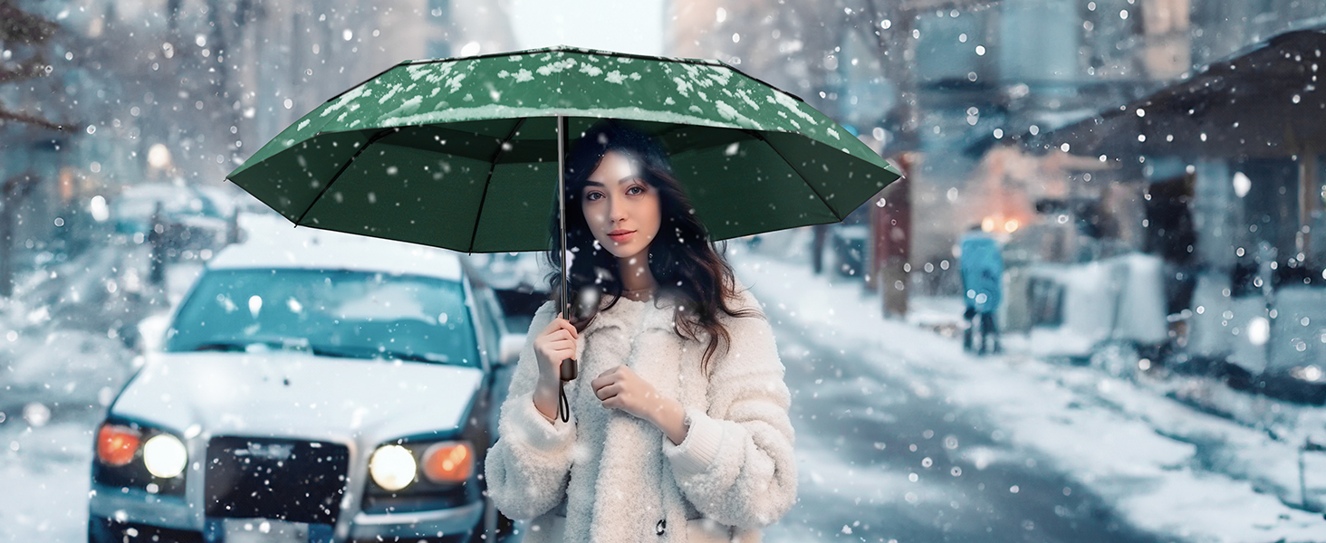 TECKNET Парасолька, автоматична складана, штормстійка, легка у відкриванні та закриванні, зелена