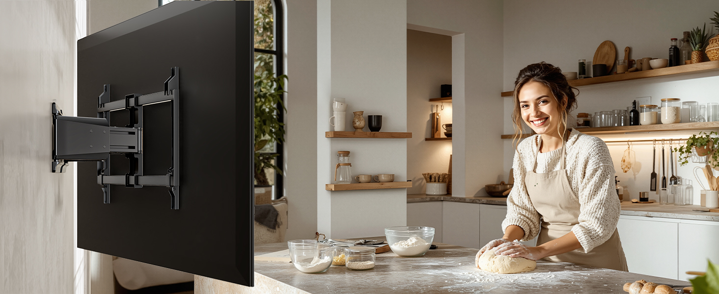 Настінне кріплення для телевізора monTEK Ultra Slim 37-90 дюймів (до 85 кг), поворотне, з похилом, висувне, VESA 600x400