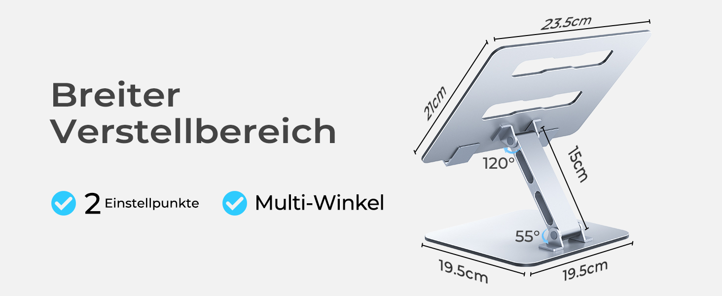 Регульований підставка для ноутбука: ергономічна, складна, з алюмінію, для MacBook Pro, HP (10–16