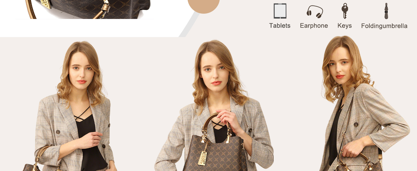 Сумка жіноча Nicole & Doris елегантна шопер середнього розміру з PU шкіри коричнева з брелоком