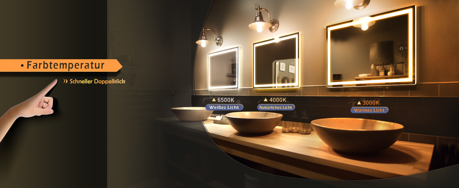 LED дзеркало для ванної кімнати KWW 80x100 см з підсвічуванням, протитуманне, регульоване освітлення, настінне, з сенсорною кнопкою