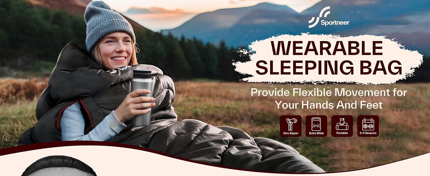Сплячий мішок Sportneer Outdoor - ковдровий спальний мішок 3-4 сезони для дорослих, теплий, для кемпінгу, подорожей та активного відпочинку, 200x85 см, чорний