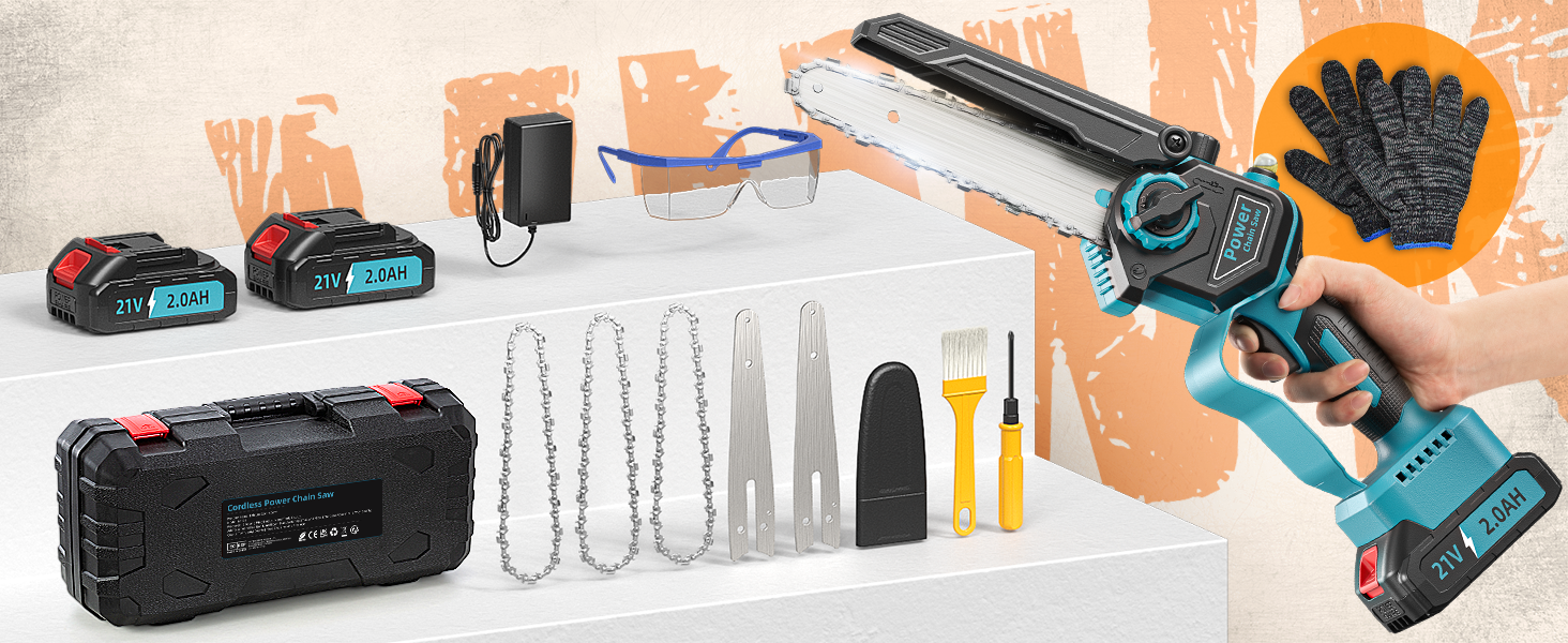 Акумуляторна міні-пила 6 дюймів з безщітковим мотором 1000W, 4000mAh акумулятор, сумісна з Makita 18V, з автополивою, для різання гілок та дерева