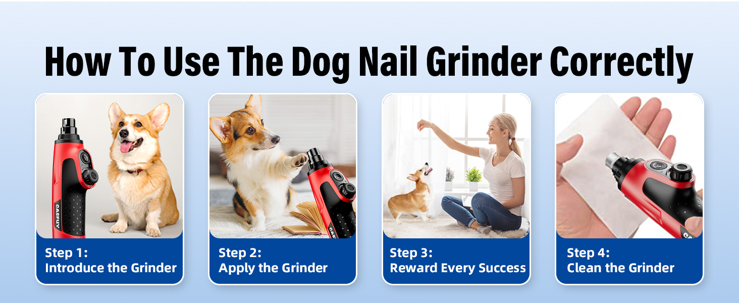 Шліфувальник кігтів для собак Casfuy Smarter Krallenschleifer 6-ступінчатий, з LED-підсвіткою, тихий, перезаряджається, для собак та котів великих, середніх та малих порід