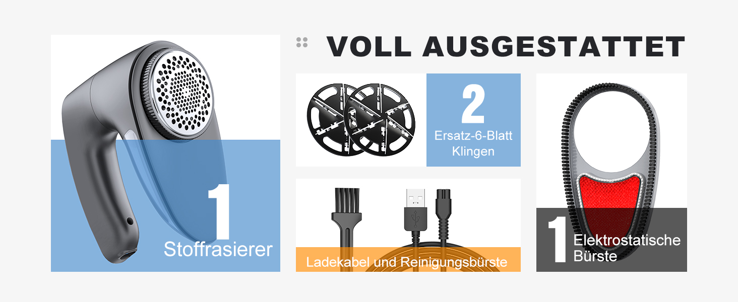Електричний видалення ворсу POPCHOSE: бездротовий прилад для одягу з 2 лезами, USB-зарядка