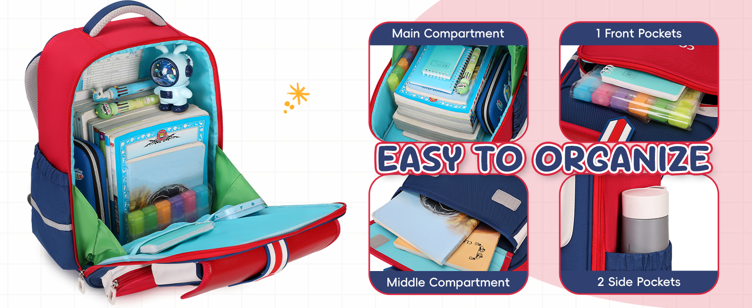 Дитячий рюкзак для школи (1-4 клас) з нагрудним ременем, для дітей 6-10 років, з відбиваючими елементами, фіолетовий