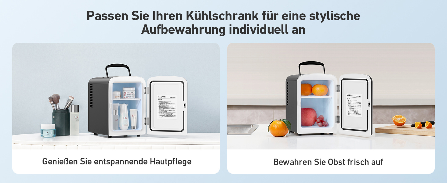 Міні-холодильник AstroAI, 4 літри, 6 банок, для авто, офісу, кімнати, косметики, 220V/12V, чорний