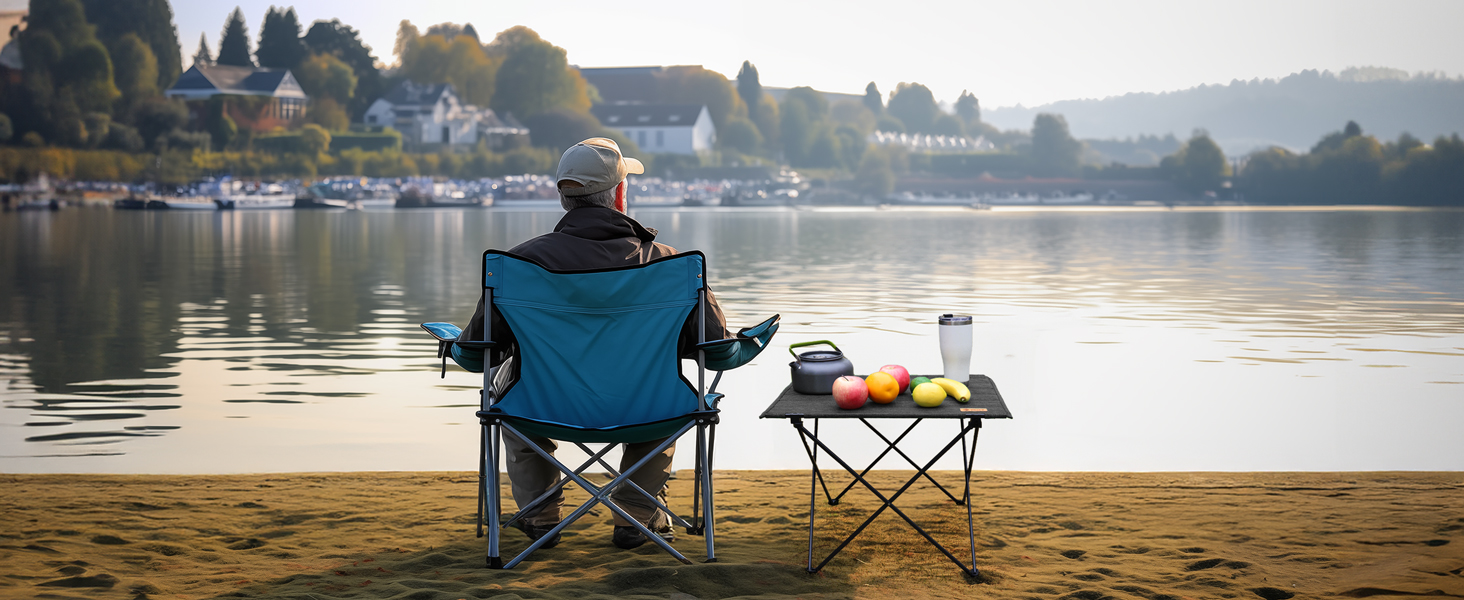 Стіл для кемпінгу VILLEY складний, з алюмінію та Оксфордської тканини, 25 кг, з сумкою, для відпочинку на природі, кухні та риболовлі, чорний