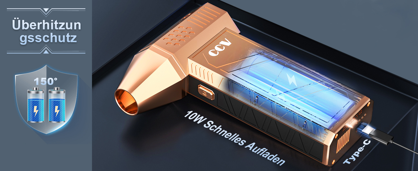 Електричний пилосос для чищення CCV з акумулятором 3000mAh, 3 швидкості, щітка, зарядка Type-C, для ПК, авто, дивану (GOLD)