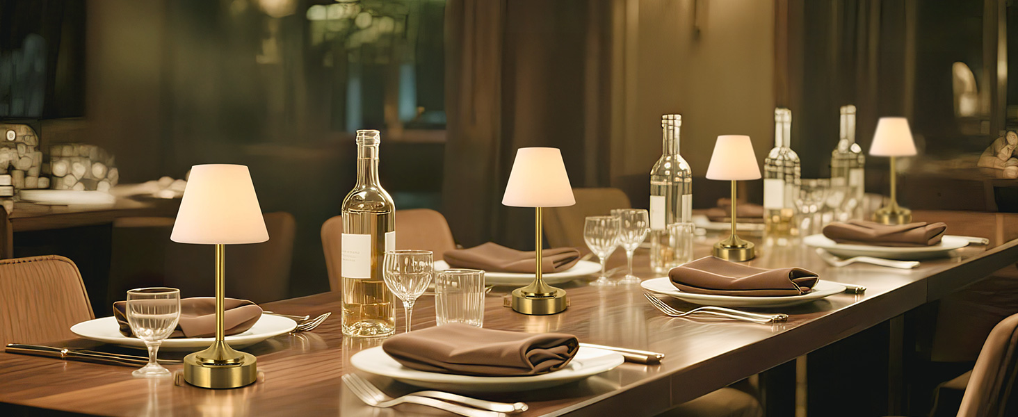 Світлодіодний акумуляторний настільний світильник OUTON 2 шт, USB-C, 3 режими освітлення (3000K-6000K), сенсорне керування, IP54, 53 год, золотий - для ванної, кухні, вулиці