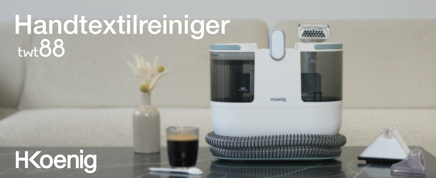 H.Koenig TWT88 - ручний очищувач текстилю, пральний пилосос, для килимів та оббивки. 1600мл резервуар для води, 1200W