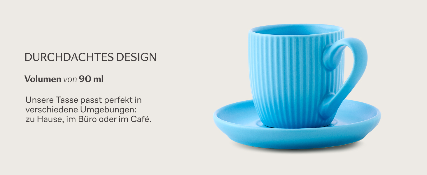 Набір еспресо-чашок Cosumy з підставками, 6 шт., 90 мл, пастельні кольори, смугастий малюнок, кераміка, придатні для миття в посудомийній машині та мікрохвильовій печі, сучасний набір мокко